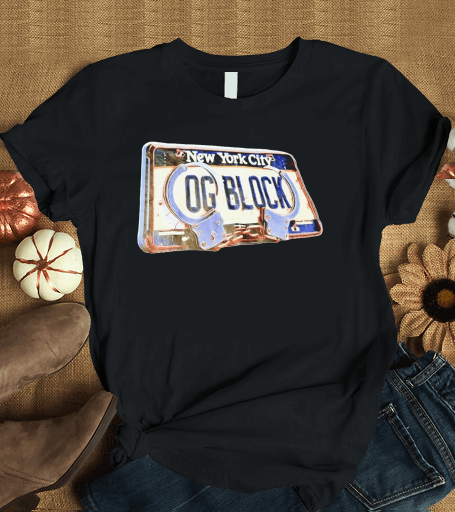 New York City OG Block License Plate Handcuffs T-Shirt