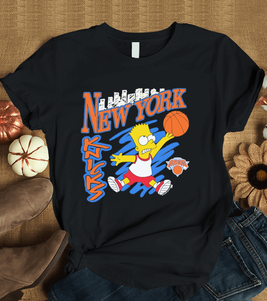 New York Knicks Bart Simpson Basketball Crossover Collaboration T-Shirt