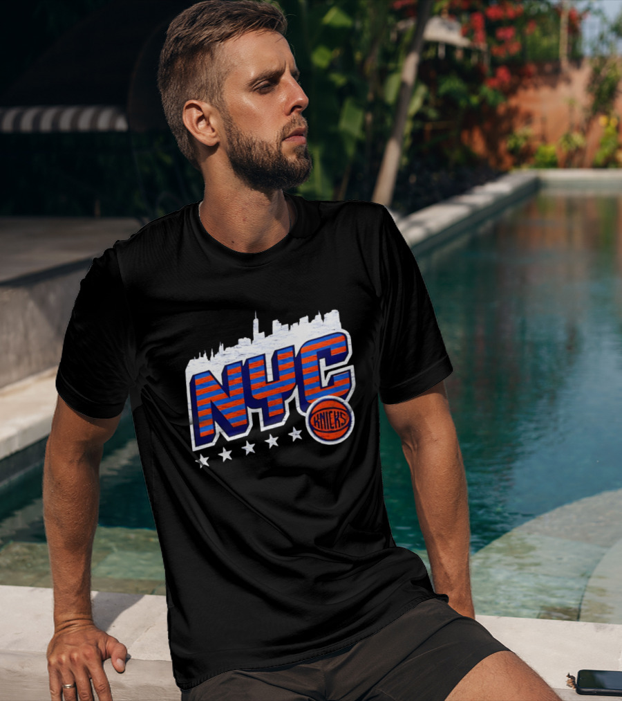 NYC Knicks Skyline Stars Basketball Fan Gear T-Shirt