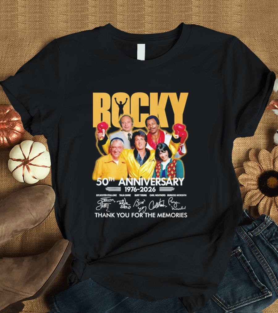 Rocky 50th Anniversary 1976 2026 Thank You For The Memories Celebrating Iconic Movie Legends T-Shirt