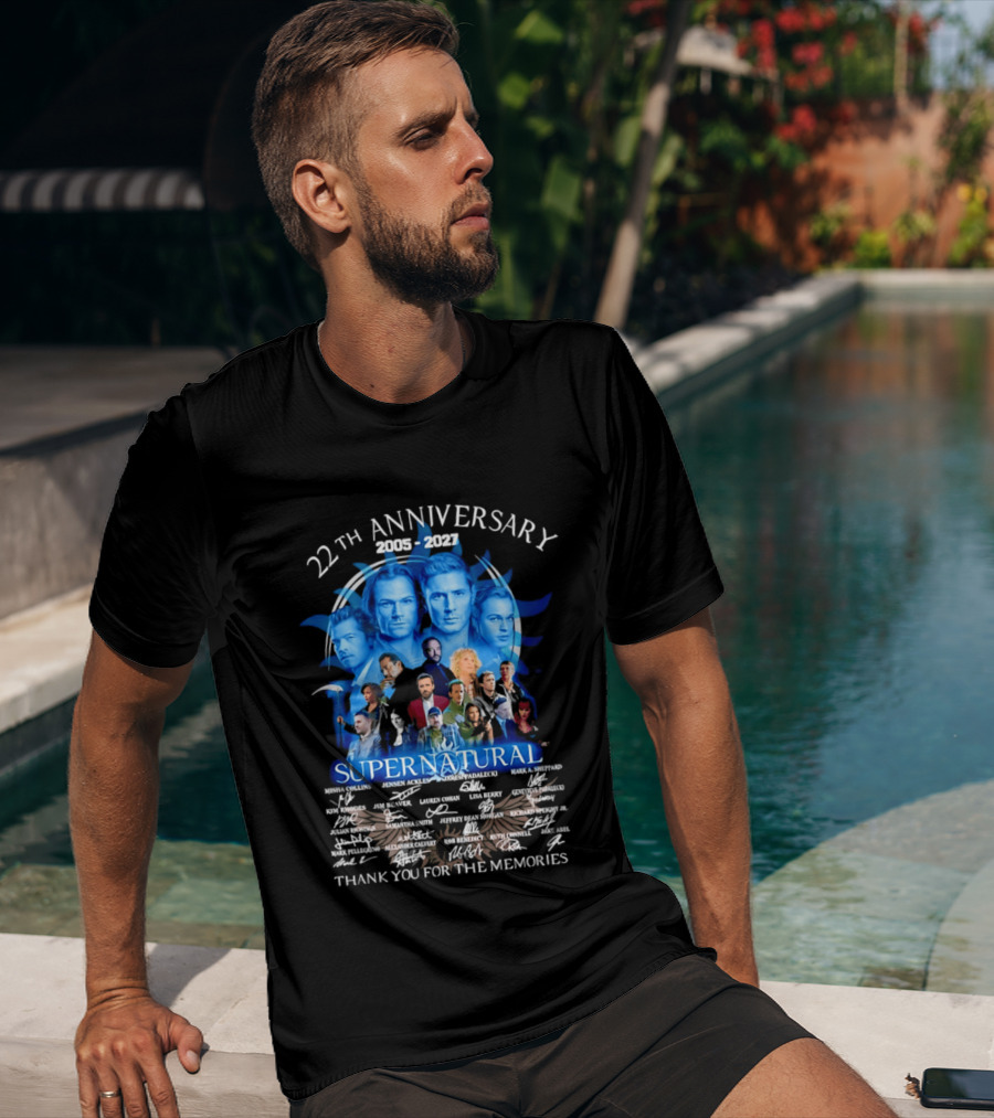 Supernatural 22th Anniversary 2005 2027 Thank You For The Memories Cast Montage Celebration T-Shirt