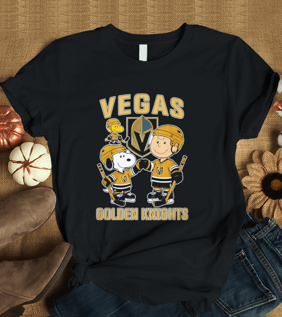 Vegas Golden Knights NHL Snoopy Charlie Brown Woodstock Hockey Team T-Shirt