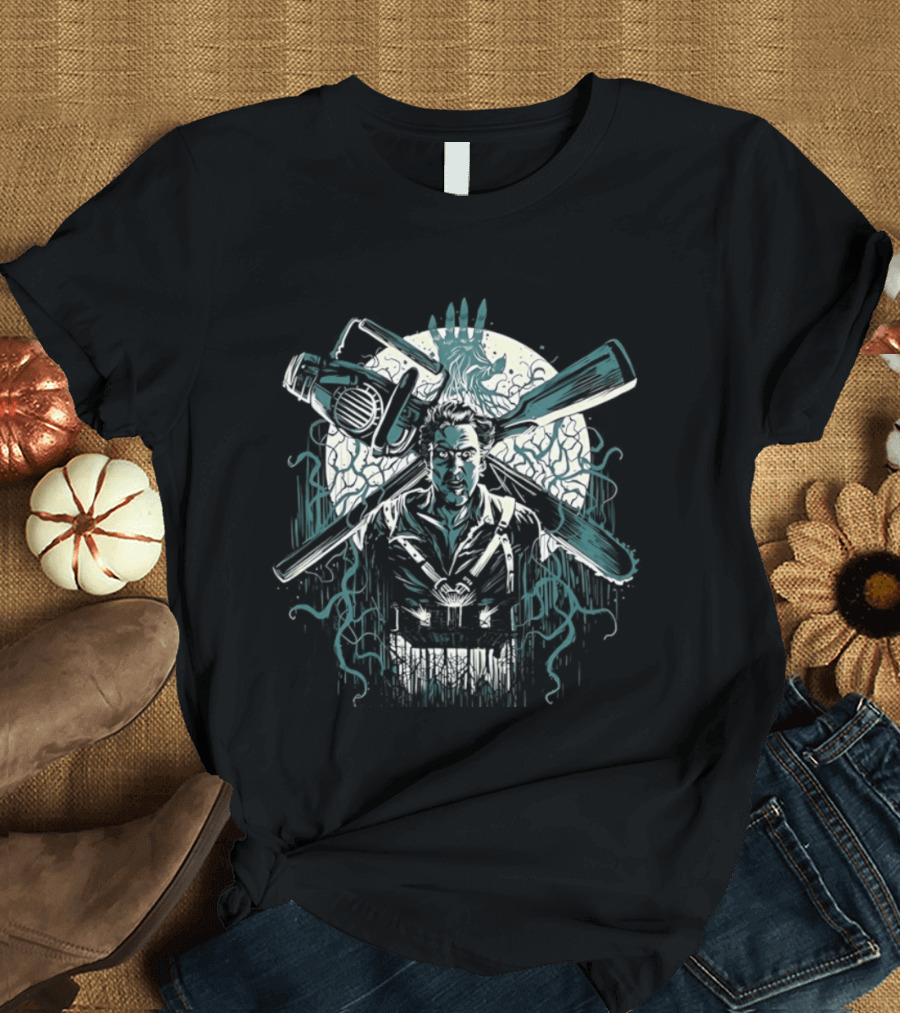 Ash Williams Evil Dead Chainsaw Hand Iconic Horror Movie T-Shirt