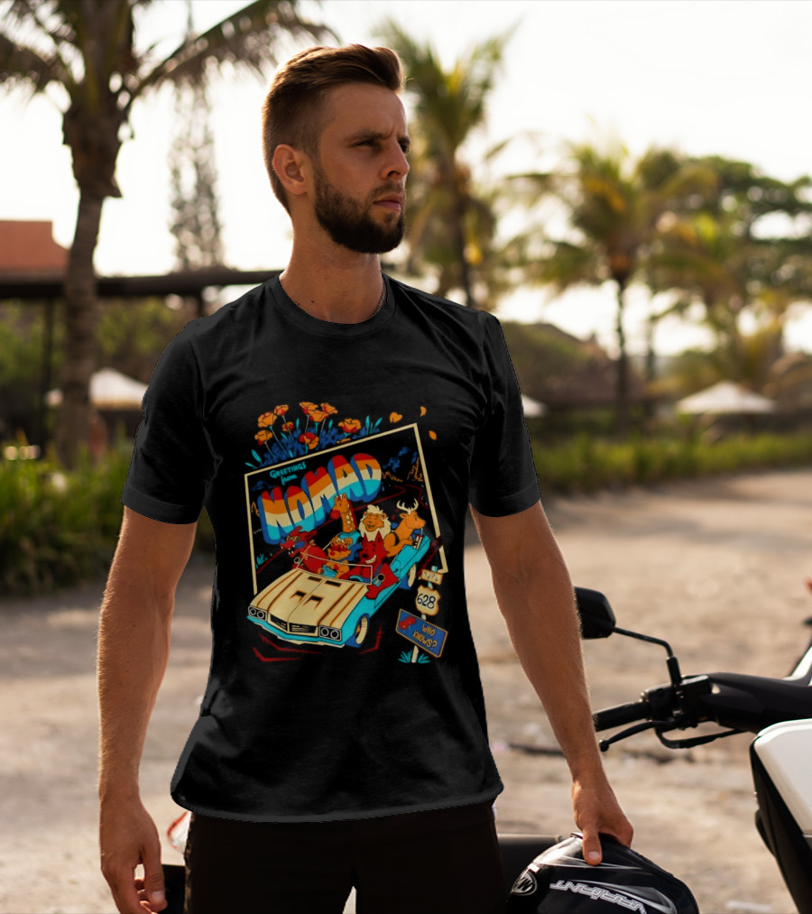 Nomad Adventure With Animals In Car Who Knows Sign T-Shirt