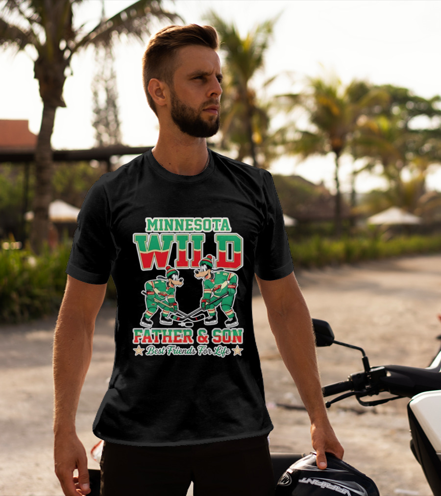 Minnesota Wild Goofy Father And Son Best Friends For Life NHL Hockey T-Shirt