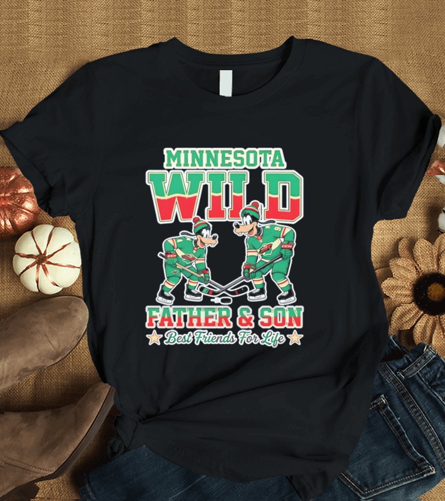 Minnesota Wild Goofy Father And Son Best Friends For Life NHL Hockey T-Shirt