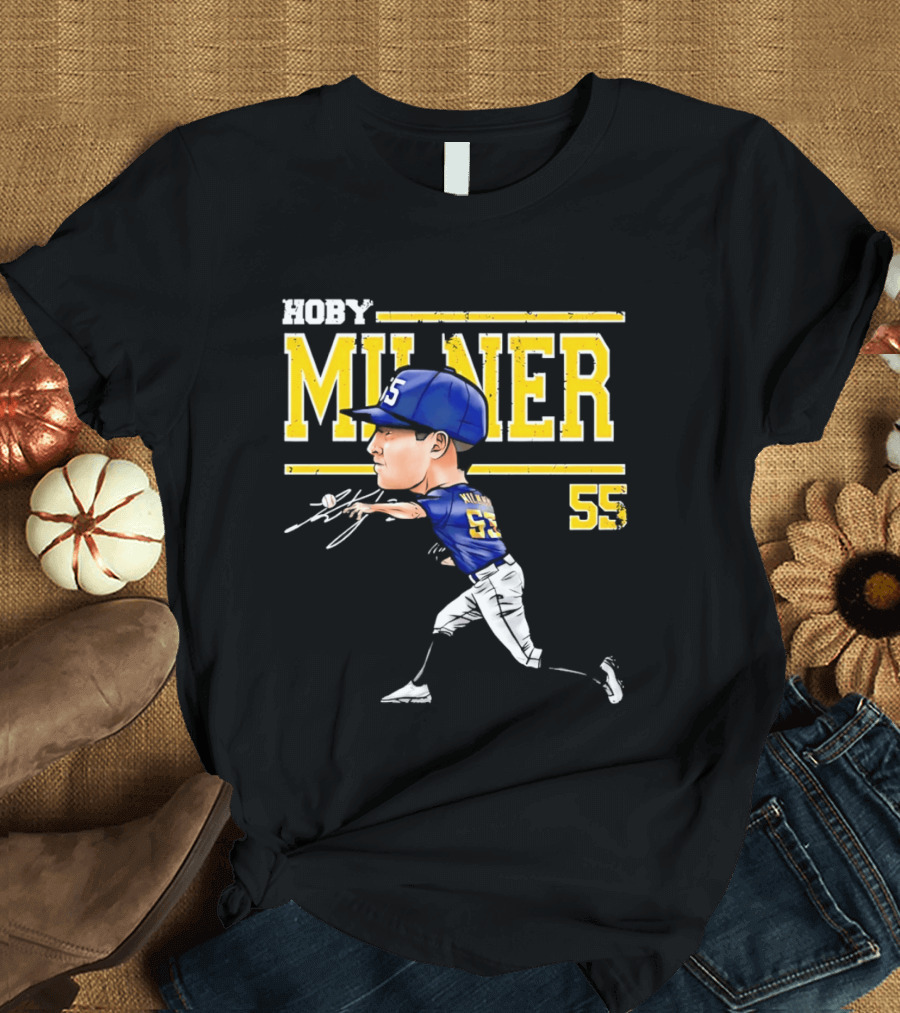 Hoby Milner Milwaukee 55 Cartoon Pitcher T-Shirt