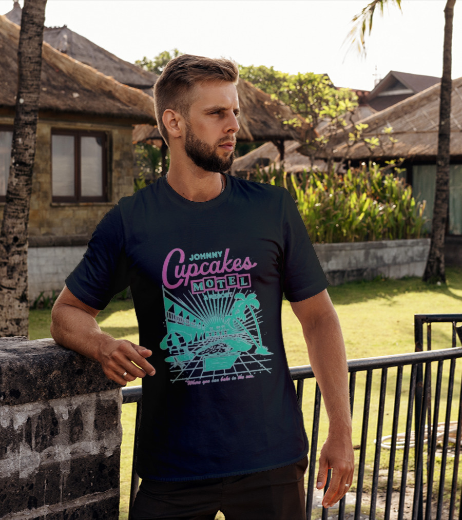 Johnny Cupcakes Motel Retro Resort Poolside Vibes Bake In The Sun Experience T-Shirt