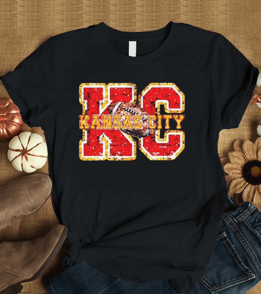 Kansas City Chiefs Football KC Faux Sequin T-Shirt