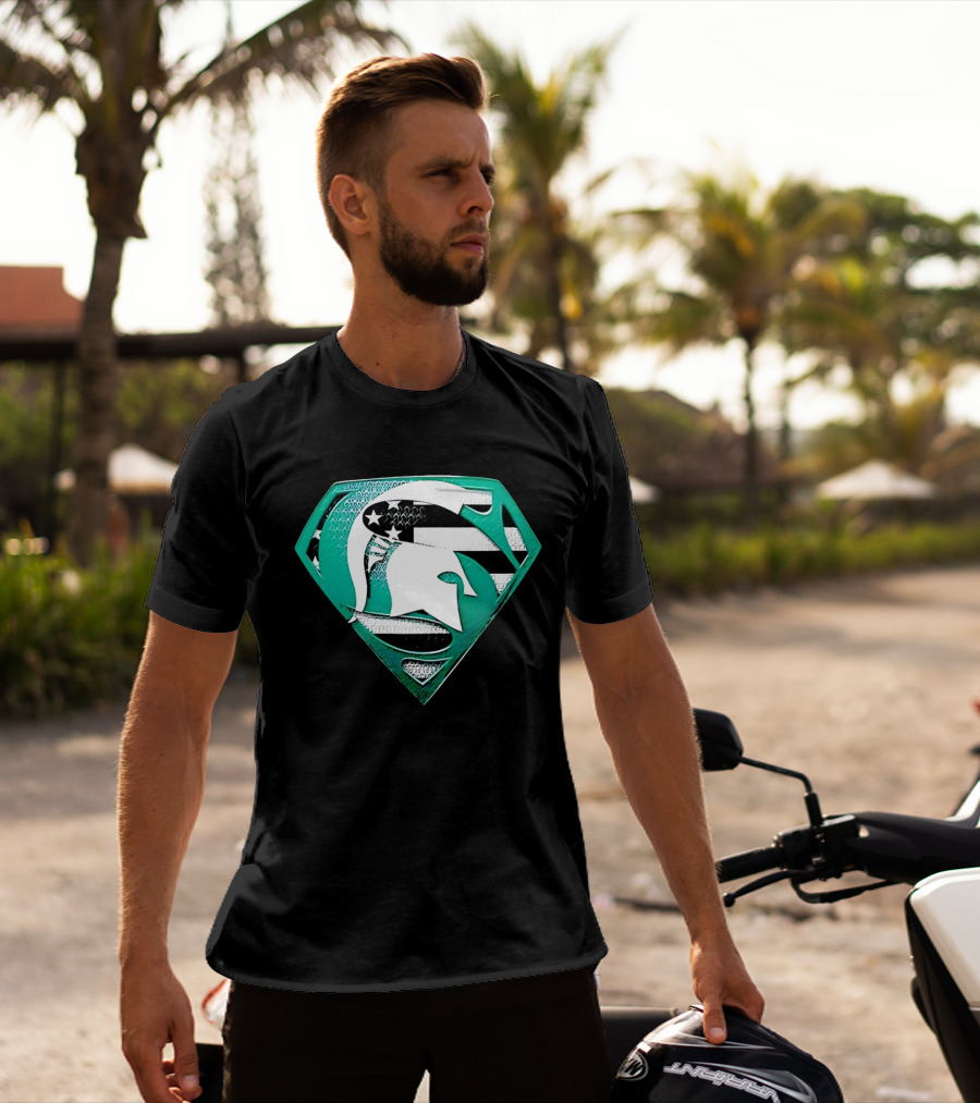 Michigan State Spartans Superman American Flag T-Shirt