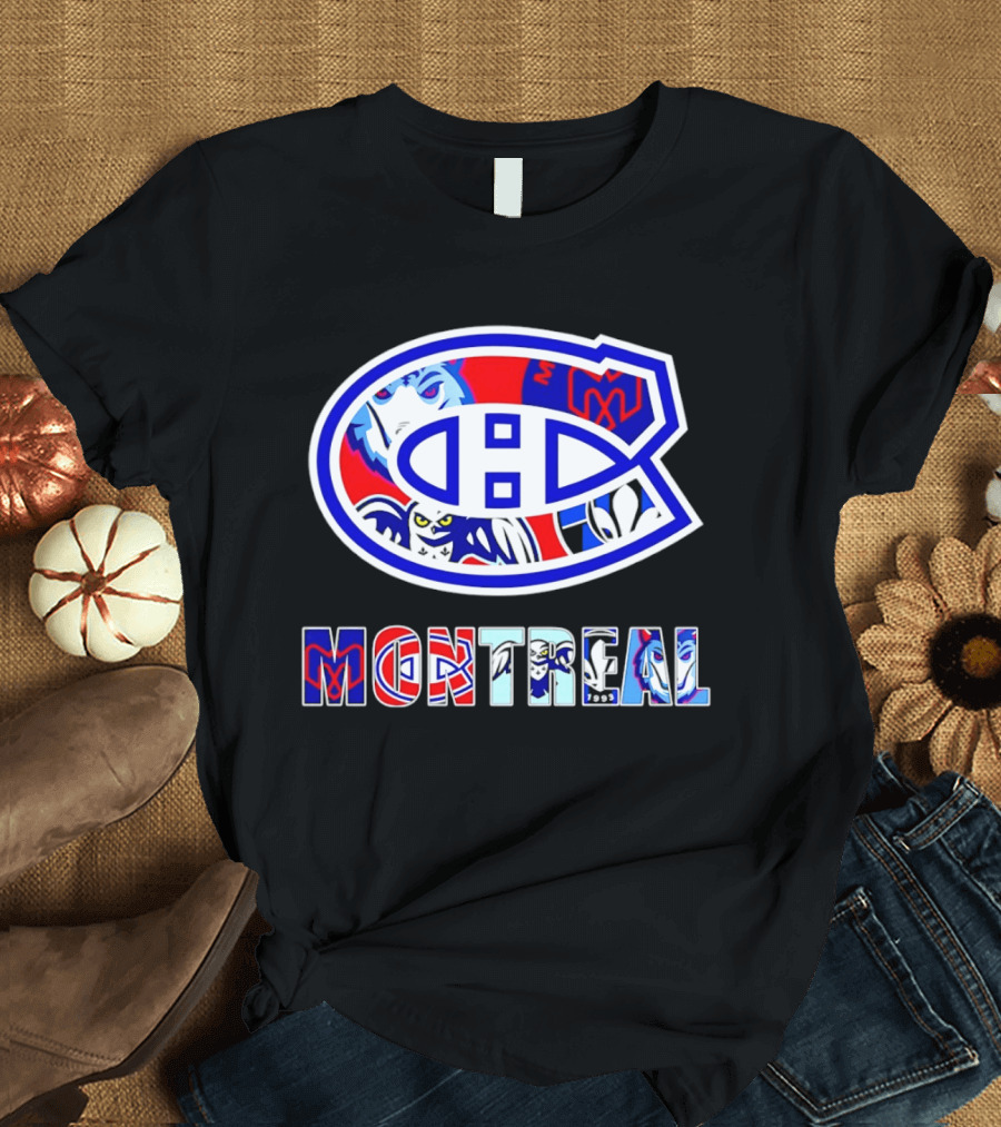 Montreal Canadiens And Sports Teams Emblem Montage T-Shirt
