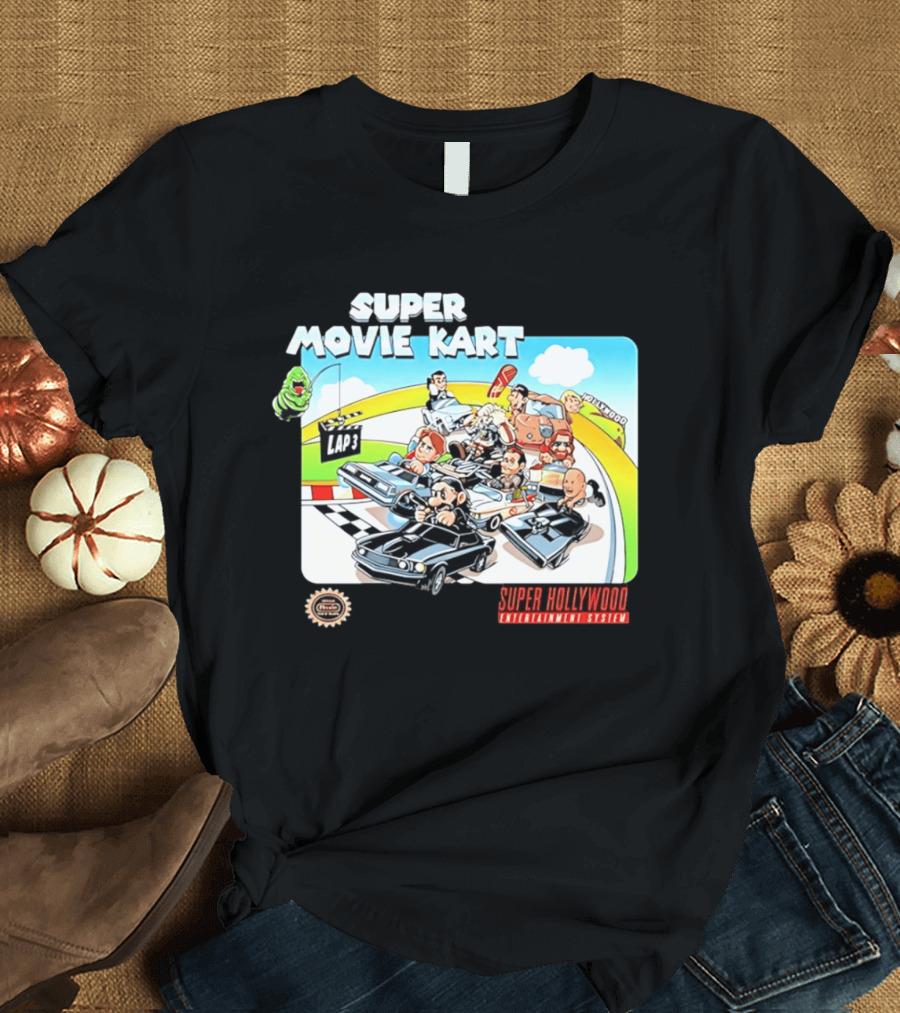 Super Movie Kart Super Hollywood Entertainment System John Wick Back To The Future Ghostbusters Mad Max Rocky T-Shirt