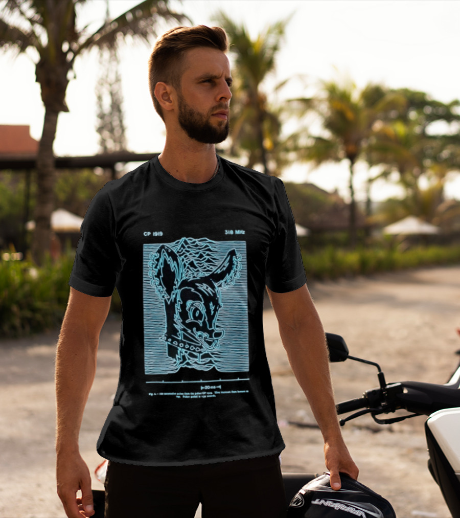 Allaround Risk CP 1919 318 MHz Blue Neon Reindeer Ears And Collar T-Shirt