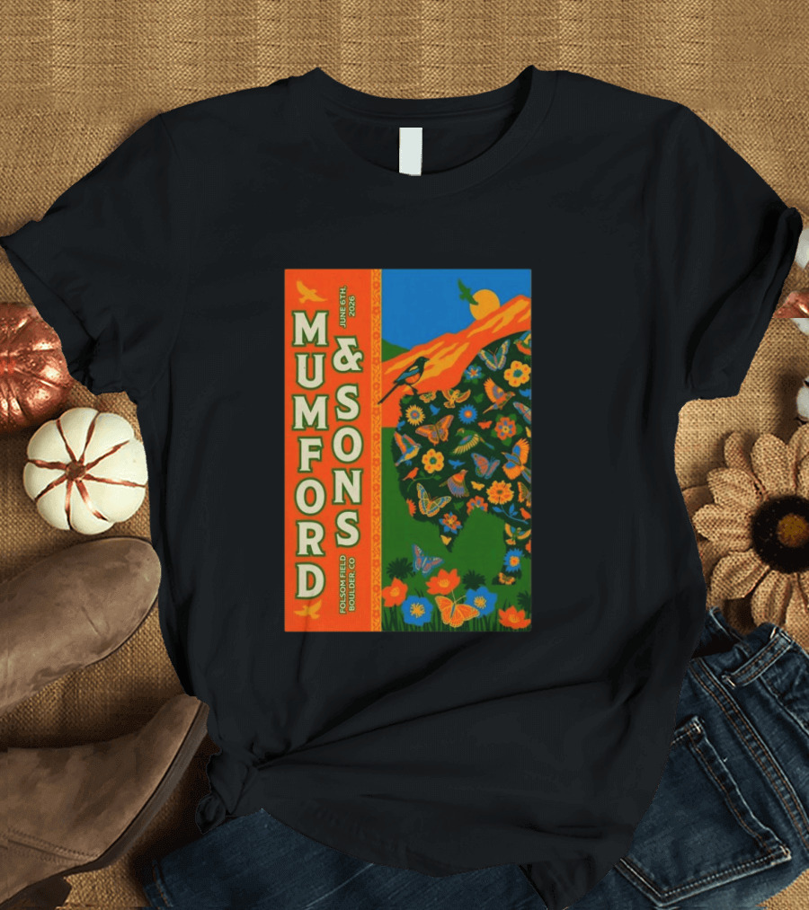 Mumford And Sons June 6 2026 Folsom Field Boulder CO Butterflies And Nature T-Shirt