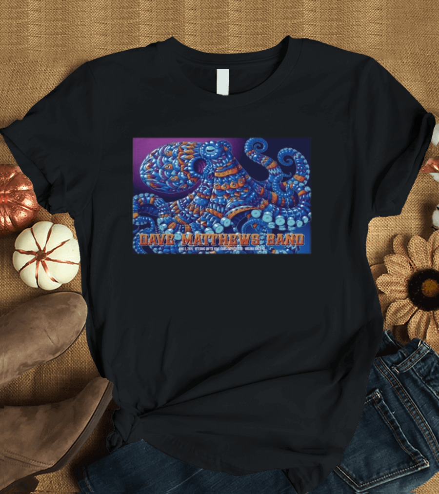 Dave Matthews Band Veterans United Home Loans Amphitheater June 6 2026 Virginia Beach Octopus T-Shirt