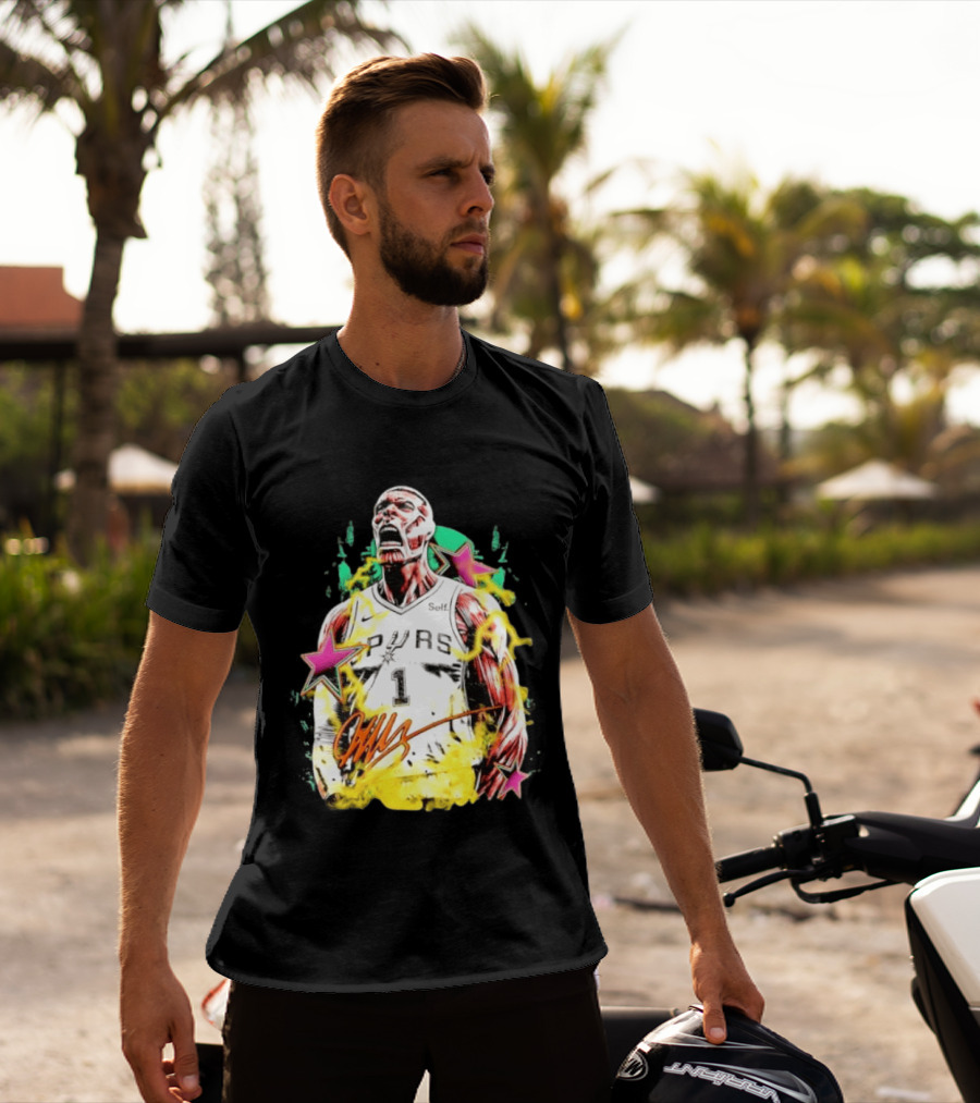 Victor Wembanyama San Antonio Spurs Attack On Titan Colossal Titan Spurs 1 Self Signature T-Shirt