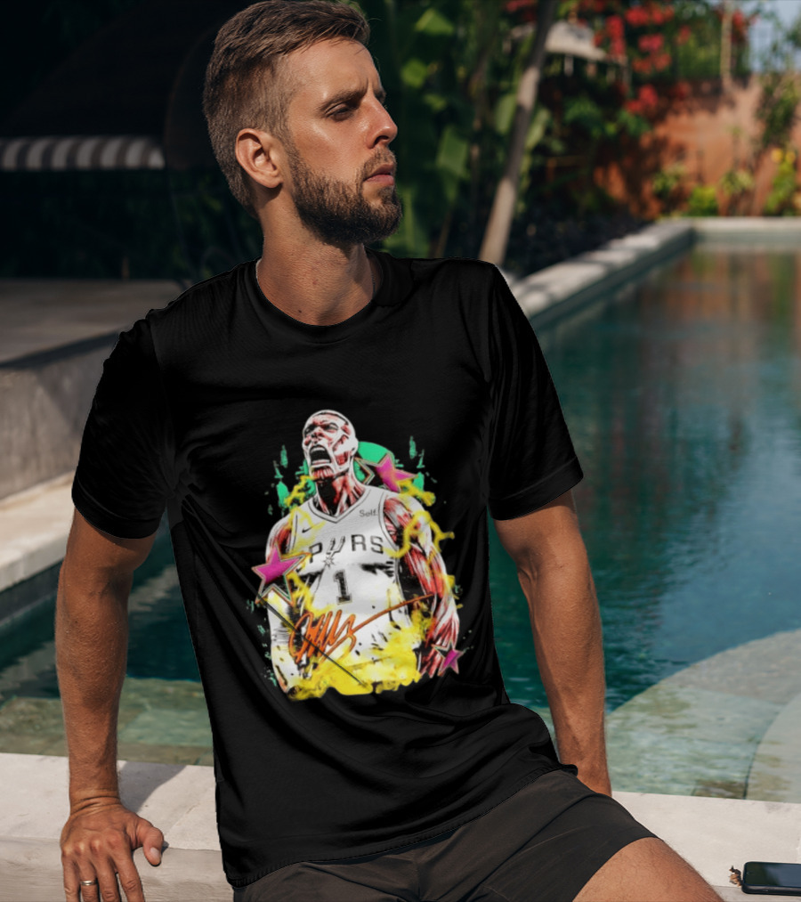 Victor Wembanyama San Antonio Spurs Attack On Titan Colossal Titan Spurs 1 Self Signature T-Shirt