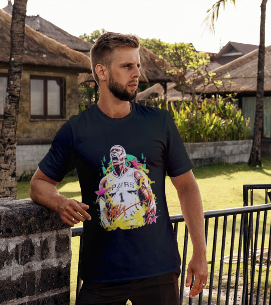 Victor Wembanyama San Antonio Spurs Attack On Titan Colossal Titan Spurs 1 Self Signature T-Shirt
