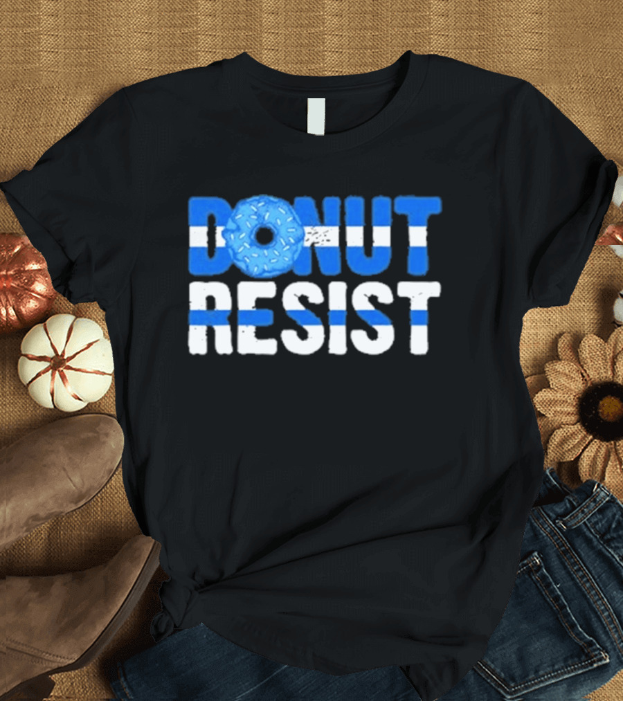 Donut Resist Police Officer Thin Blue Line Cop Policeman T-Shirt