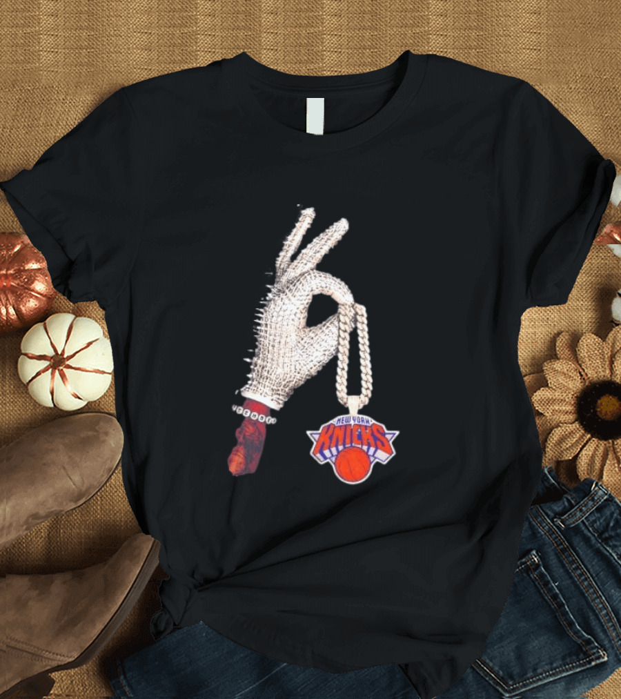 Jalen Brunson New York Knicks Diamond Chain Glove Drake Iceman NBA Basketball T-Shirt