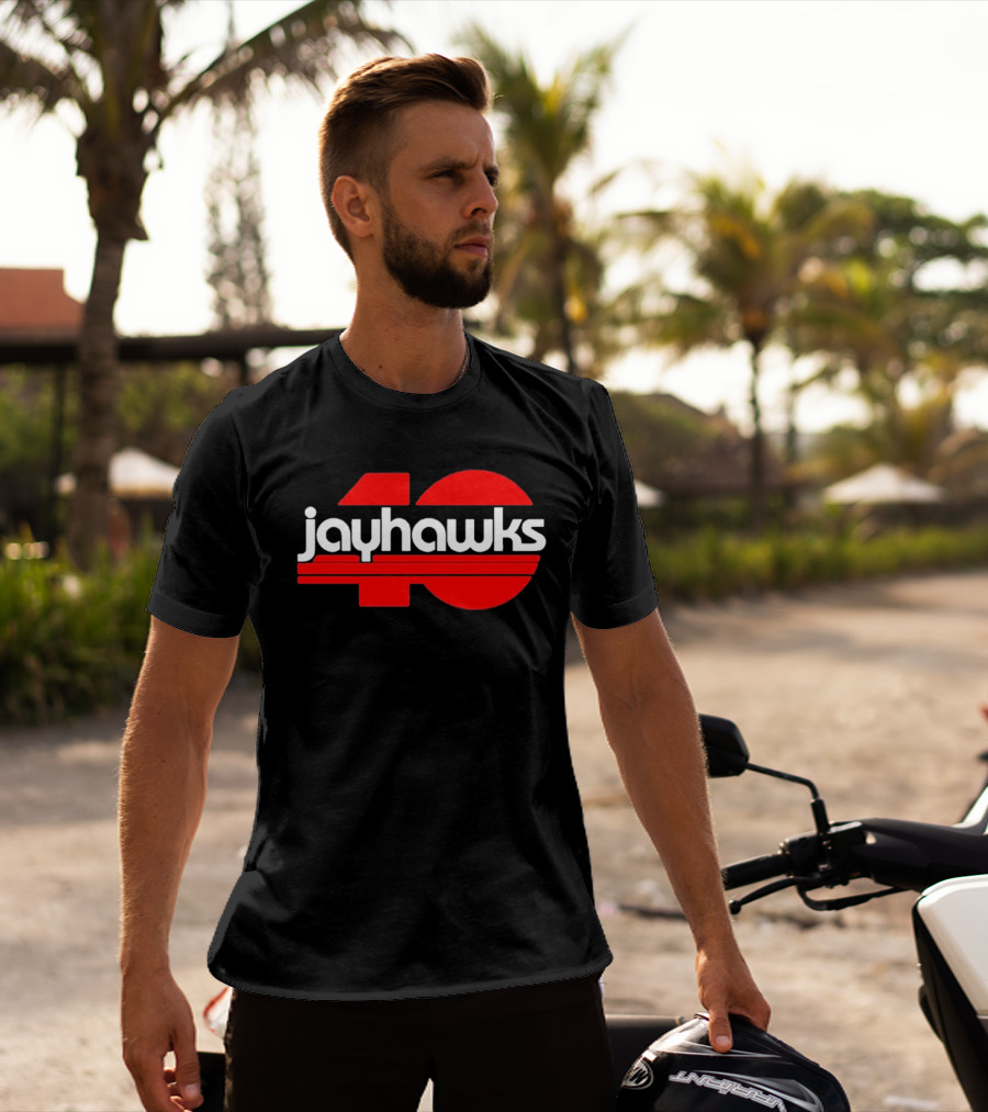 Jayhawks 40th Anniversary Red And White T-Shirt