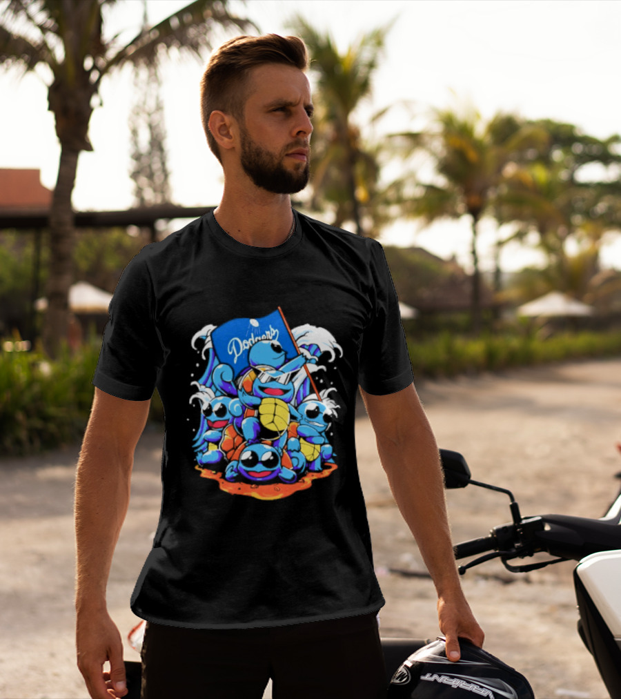 Squirtle Squad Dodgers Blue Flag Los Angeles Pokémon Collaboration T-Shirt