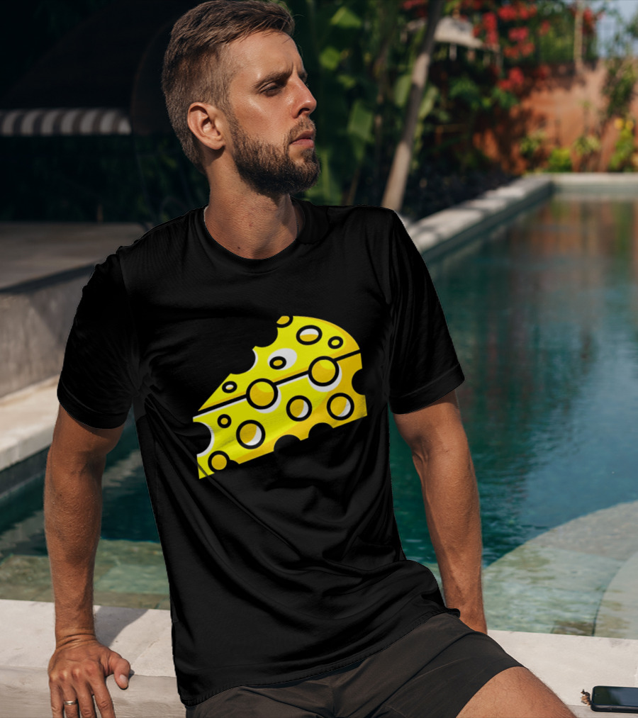 Swiss Cheese Hole Yellow Food Slice Dairy Snack Culinary T-Shirt