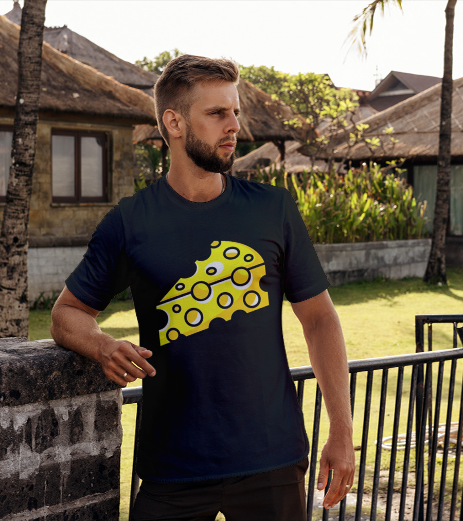 Swiss Cheese Hole Yellow Food Slice Dairy Snack Culinary T-Shirt