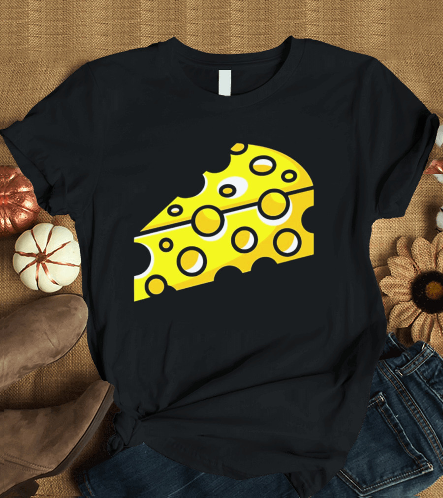 Swiss Cheese Hole Yellow Food Slice Dairy Snack Culinary T-Shirt