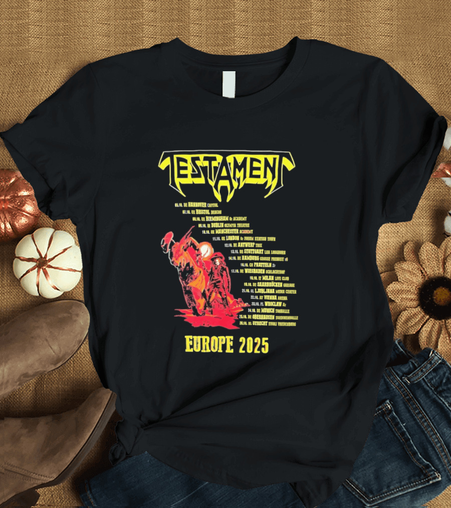 Testament Europe 2025 Tour Western Outlaw Dates T-Shirt