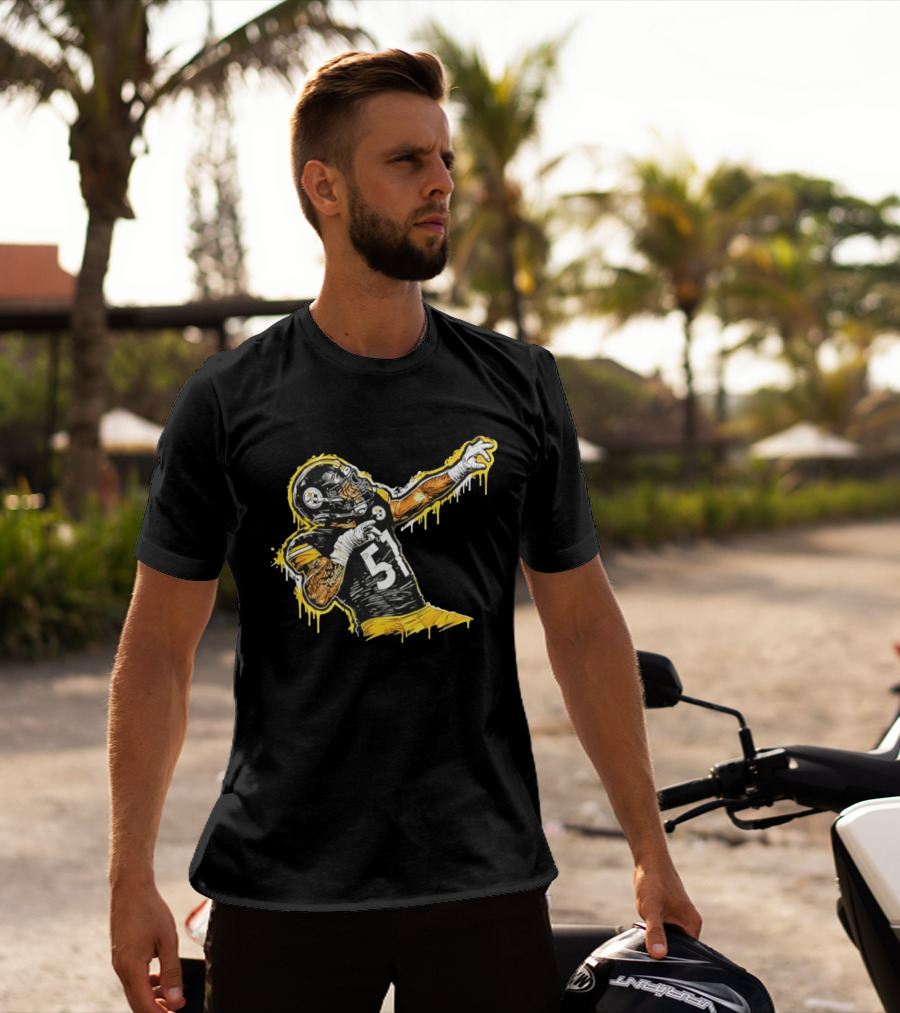 Nick Herbig 51 Pittsburgh Steelers Celebratory Pose Football Player Drawing T-Shirt