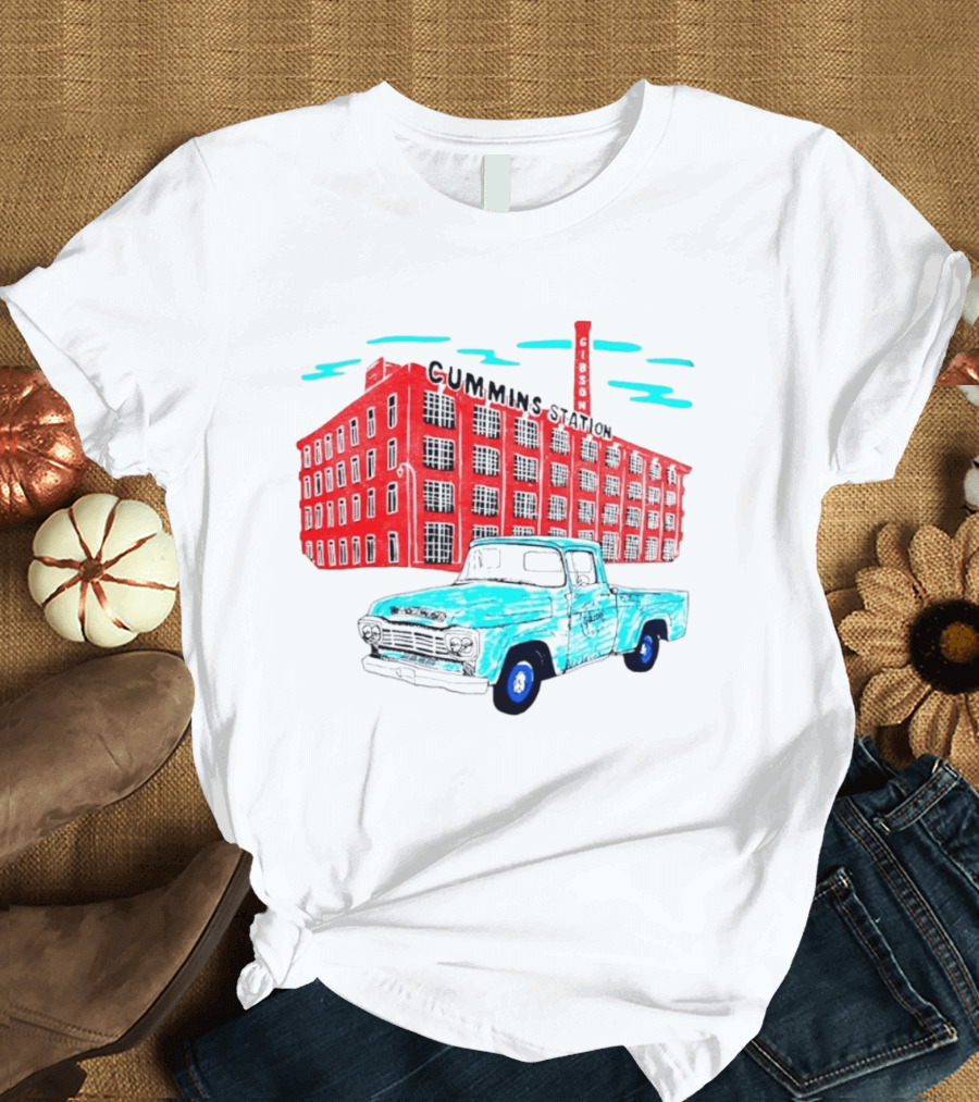 Gilson Cummins Station Vintage Truck And Building Scene T-Shirt