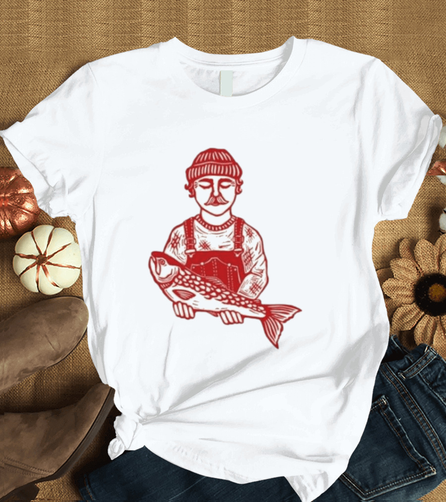 Goth Babe Fisherman Holding Fish T-Shirt