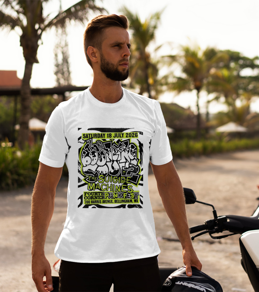 Saturday 18 July 2026 The Bouncing Souls The Suicide Machines Fourth Corner Punkfest Bellingham WA 700 Harris Avenue T-Shirt