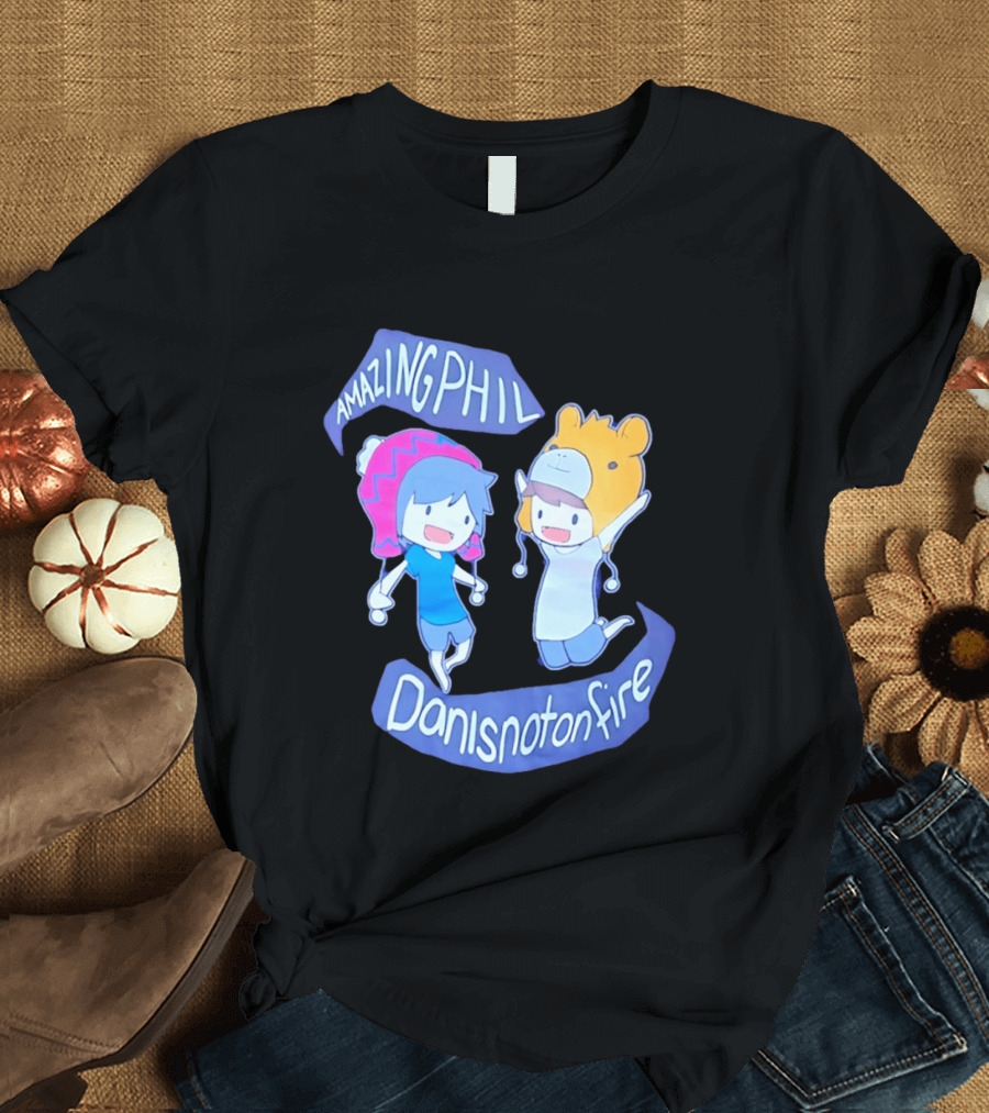 AmazingPhil Danisnotonfire Cartoon Characters In Cute Animal Hats T-Shirt
