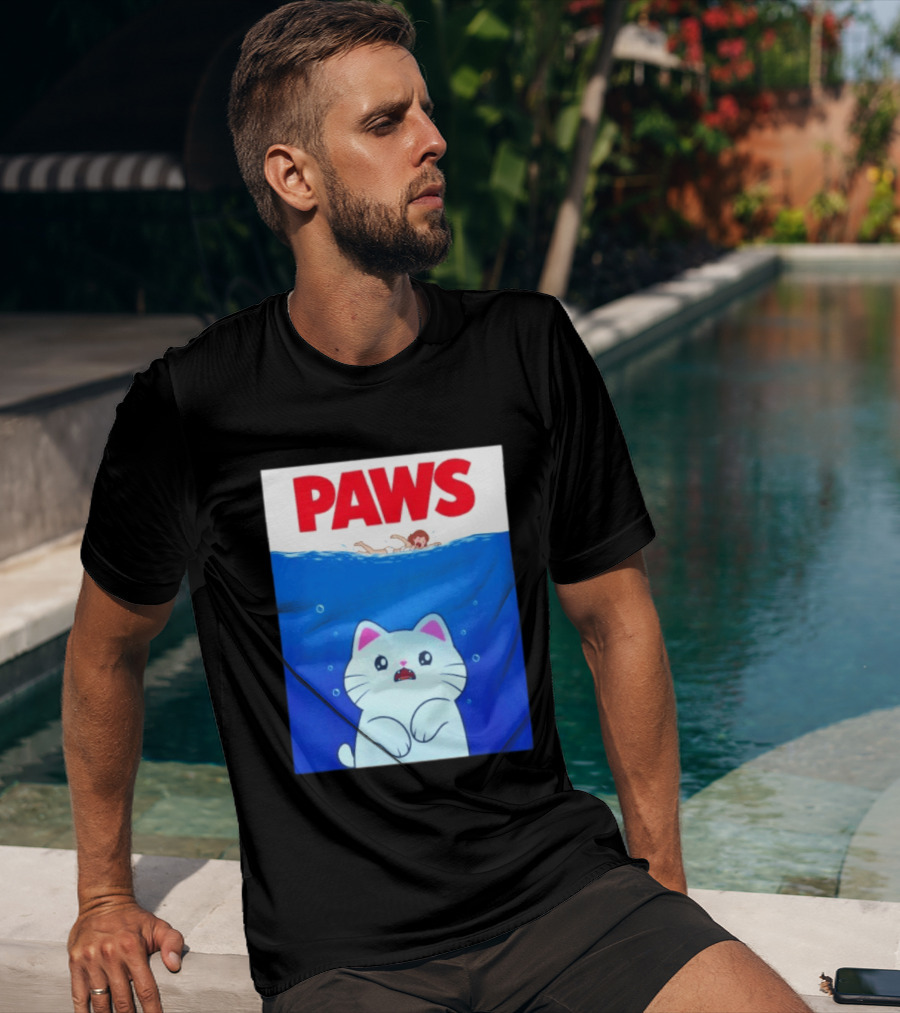 Paws Cat Parody Movie Jaws T-Shirt