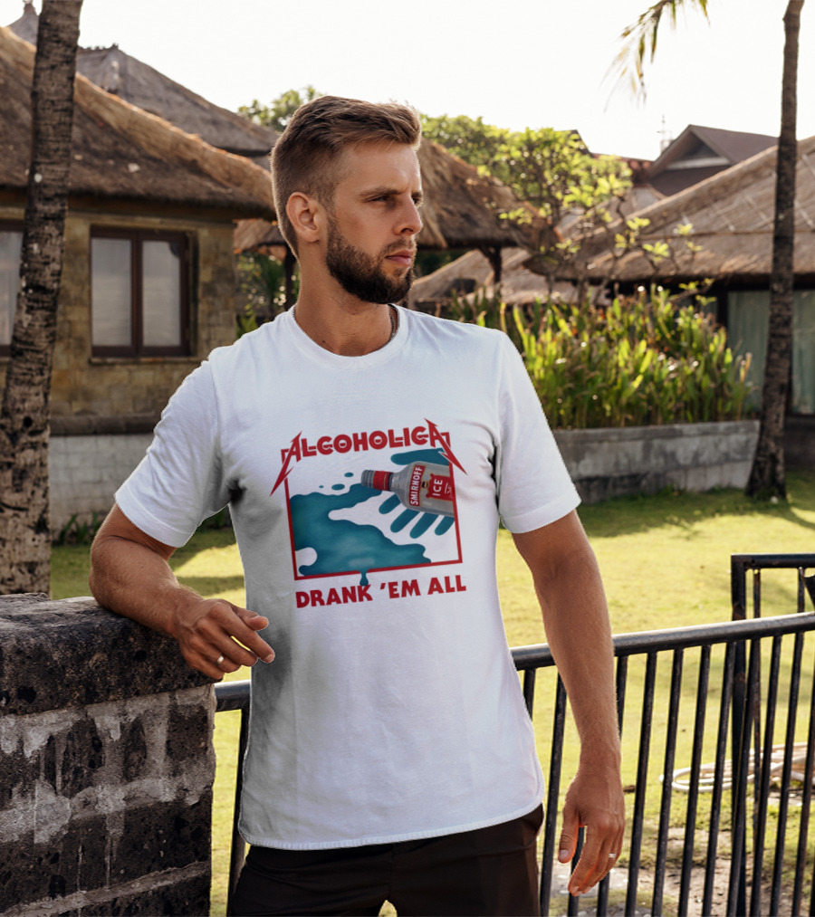 Alcoholica Drank 'Em All Smirnoff Ice Rock Band T-Shirt