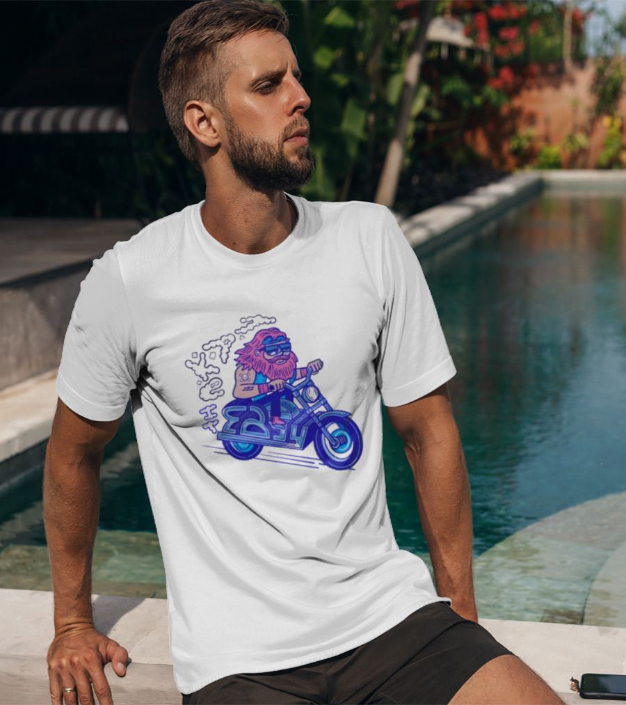 Billy Biker Cartoon Motorcycle Bearded Man T-Shirt