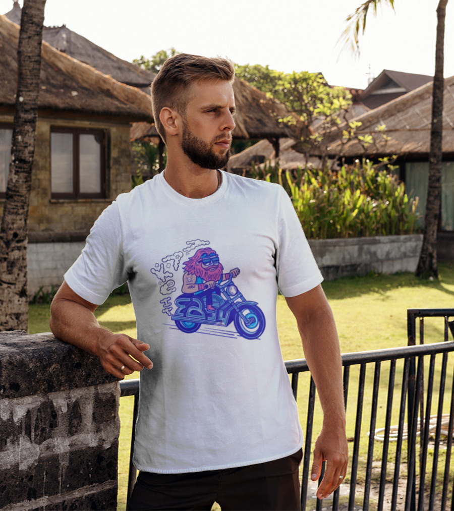 Billy Biker Cartoon Motorcycle Bearded Man T-Shirt