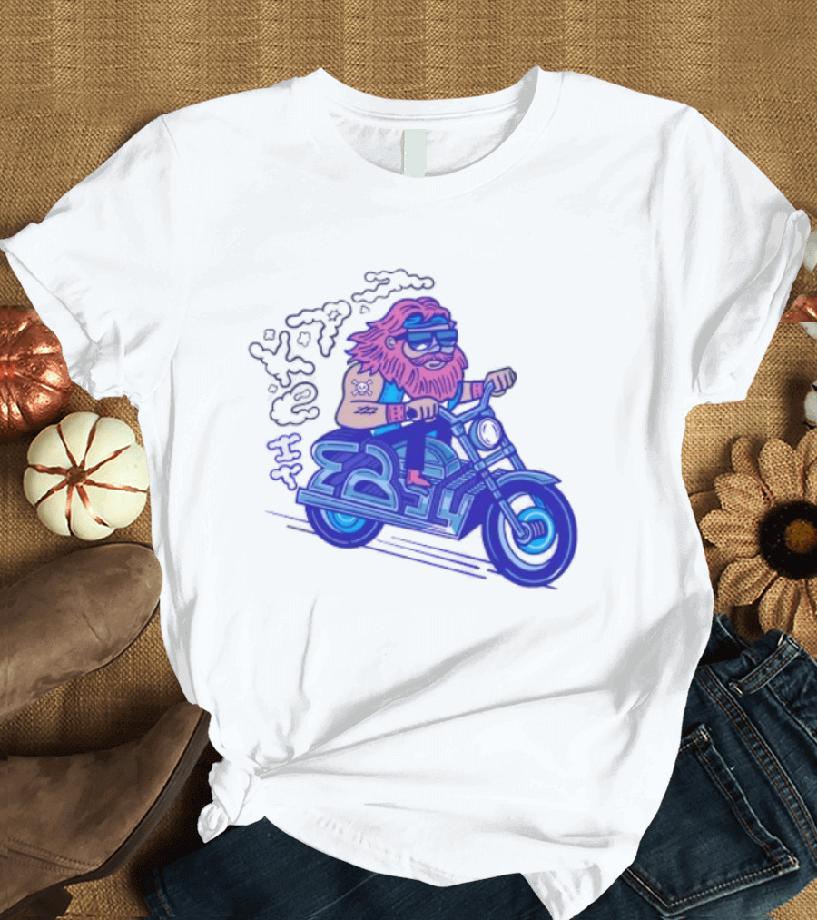 Billy Biker Cartoon Motorcycle Bearded Man T-Shirt