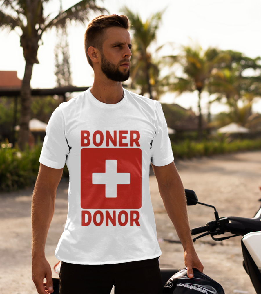Boner Donor Sarcastic Adult Humor Red Cross T-Shirt