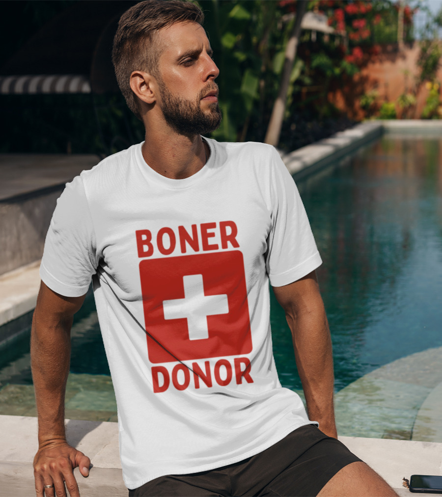 Boner Donor Sarcastic Adult Humor Red Cross T-Shirt