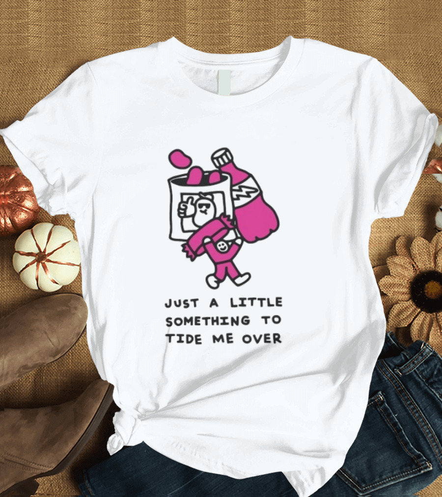 Just A Little Something To Tide Me Over Snack Pink Character Carrying Beer T-Shirt