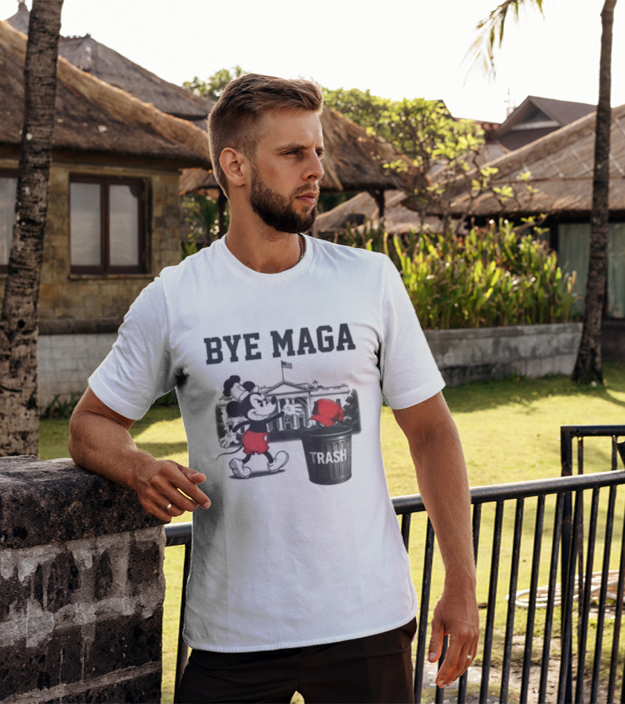 Bye Maga Trash Mickey Mouse Political Satire T-Shirt