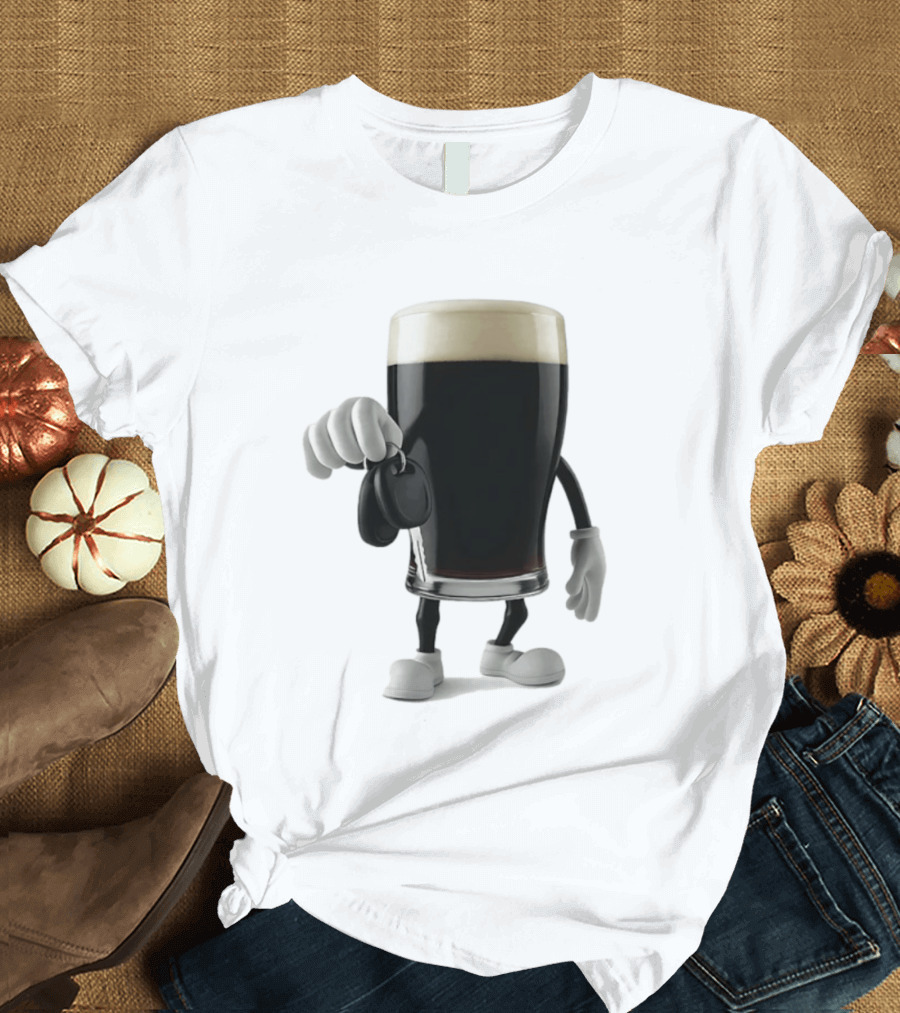 Guinness Beer Pint Holding Car Keys T-Shirt