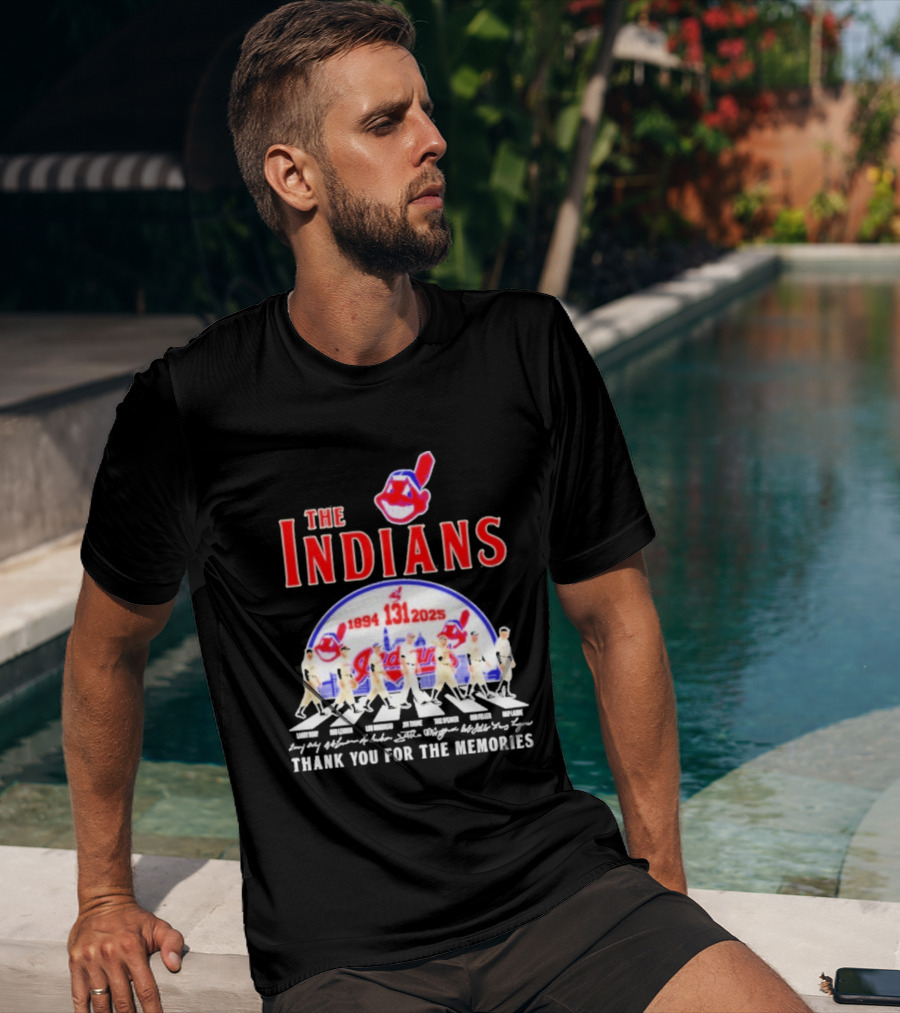 The Cleveland Indians 131st Anniversary 1894 2025 Thank You For The Memories Abbey Road Signatures T-Shirt