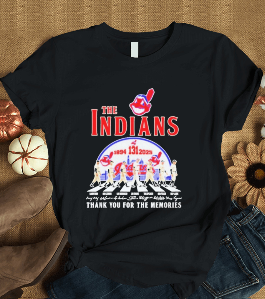 The Cleveland Indians 131st Anniversary 1894 2025 Thank You For The Memories Abbey Road Signatures T-Shirt