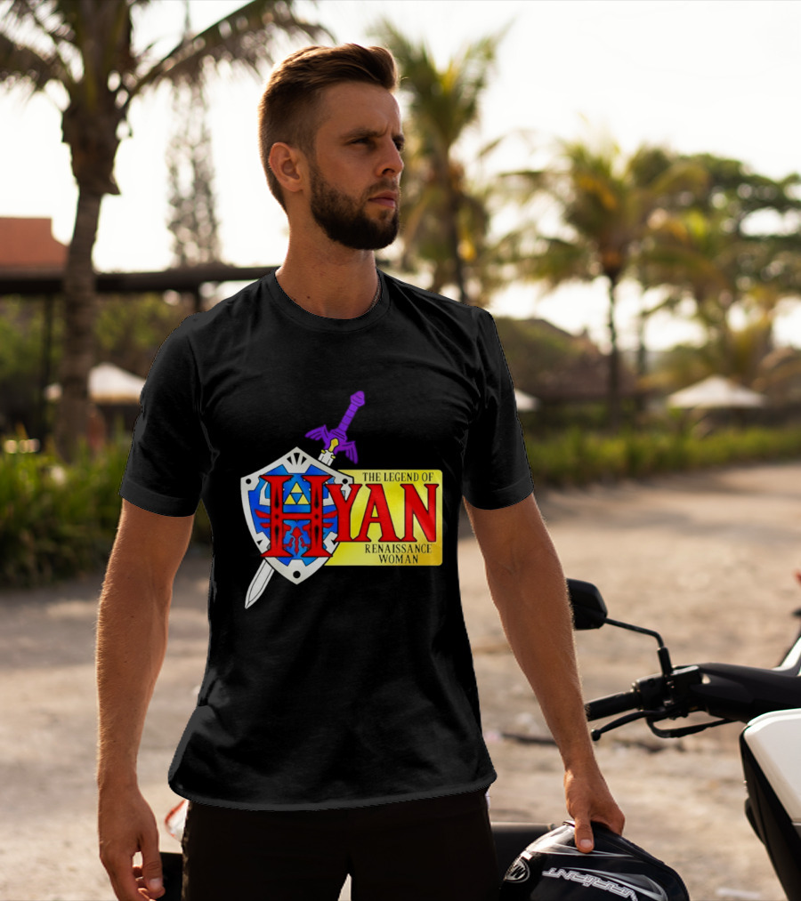 Hyan Renaissance Woman Legend Triforce Shield Sword T-Shirt