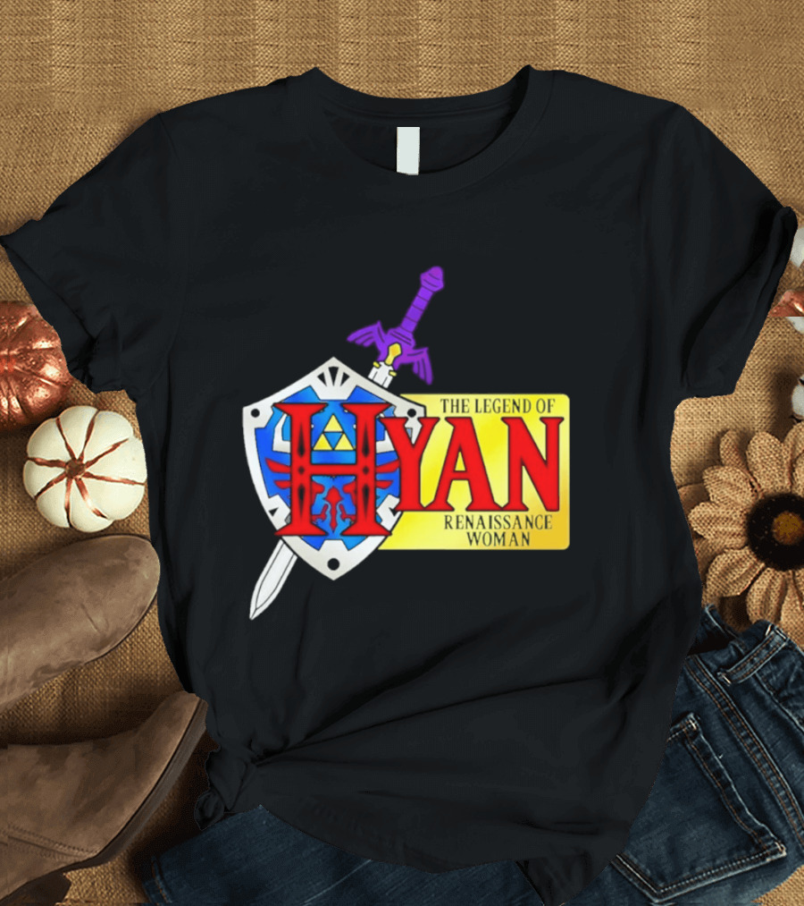 Hyan Renaissance Woman Legend Triforce Shield Sword T-Shirt