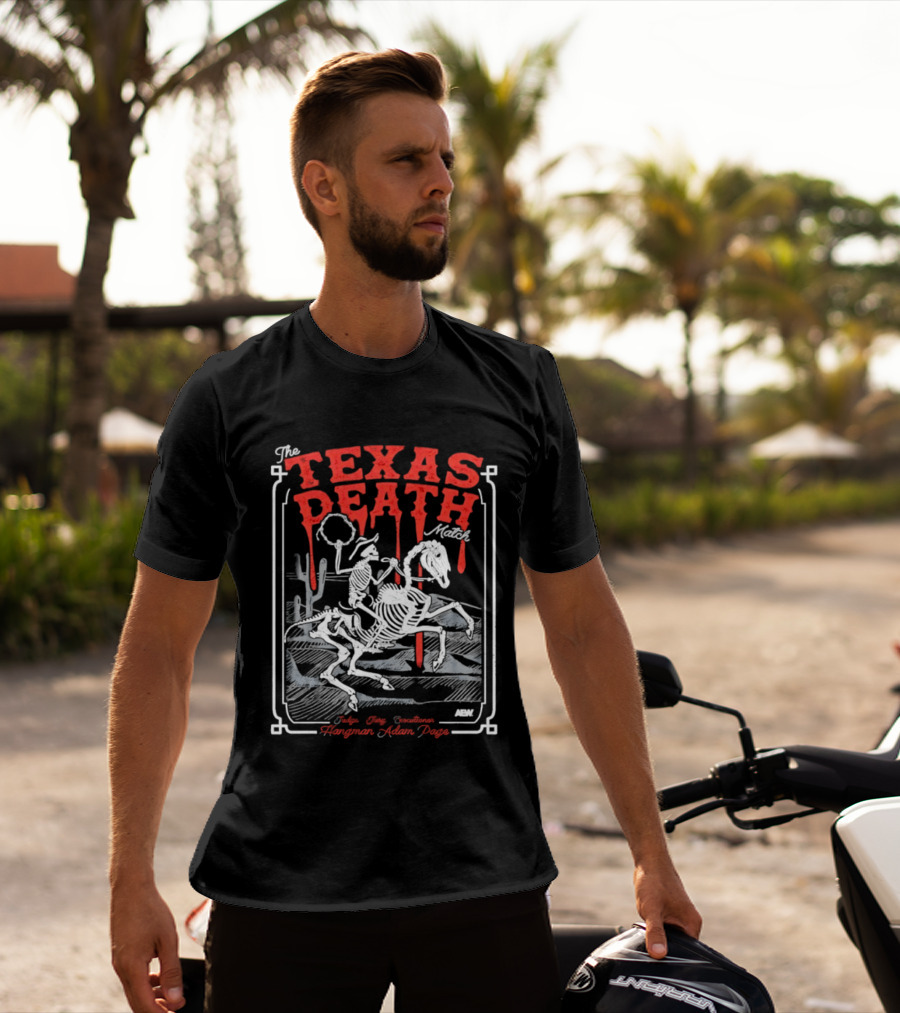 The Texas Death Match Skeleton Riding Wild Desert Scene T-Shirt